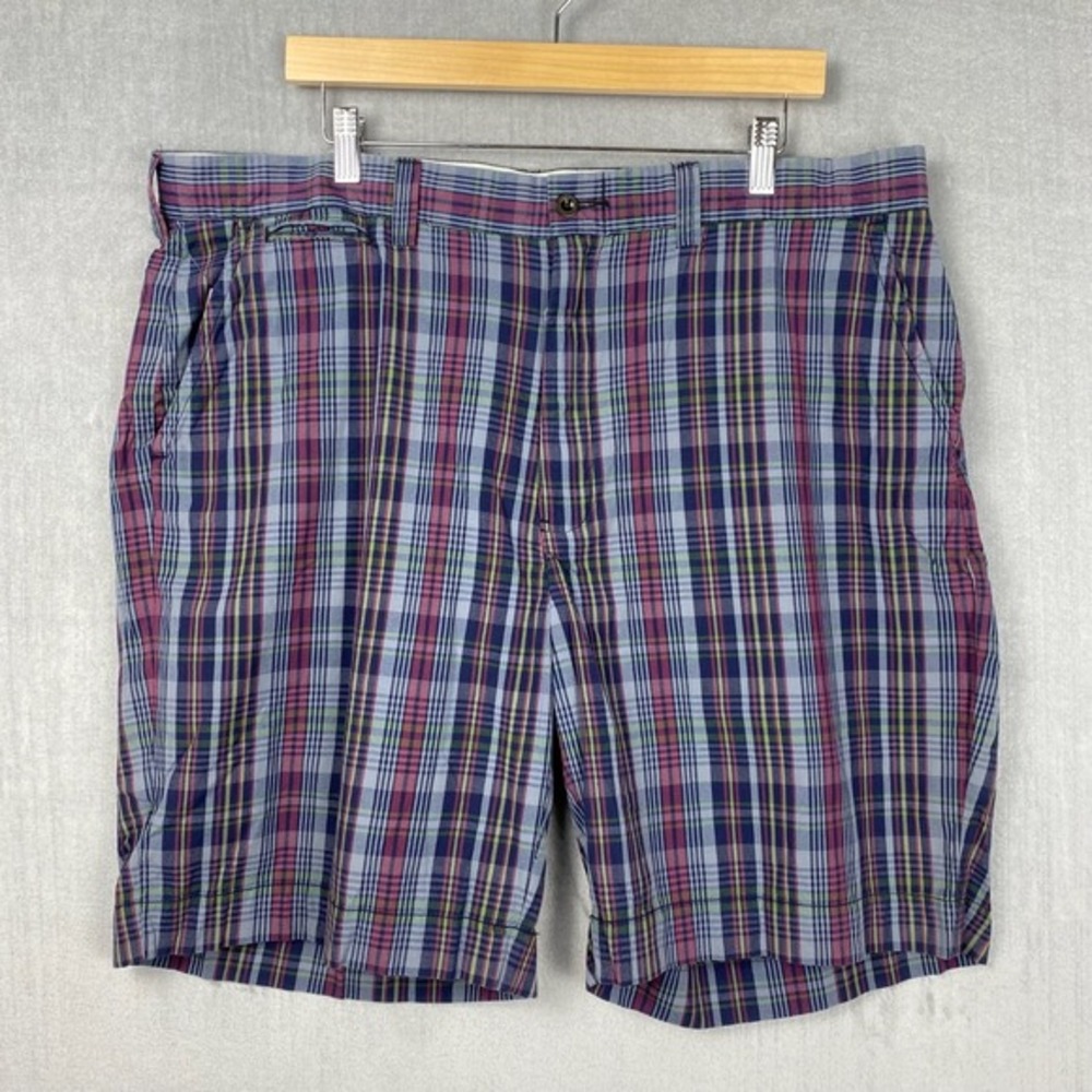 Ralph‎ Lauren Shorts Mens Size 40 Blue Madras Plaid 100% Cotton Preppy Heritage